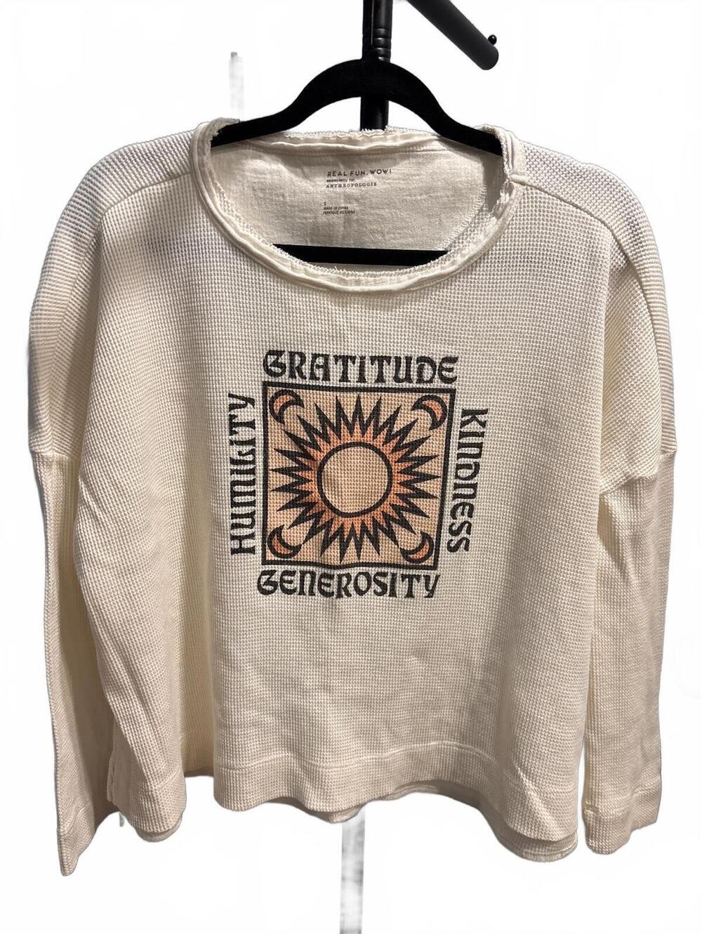 #FP100 NWOT Anthropology Graffic Waffle Knit Long Sleeve Tip, Size S